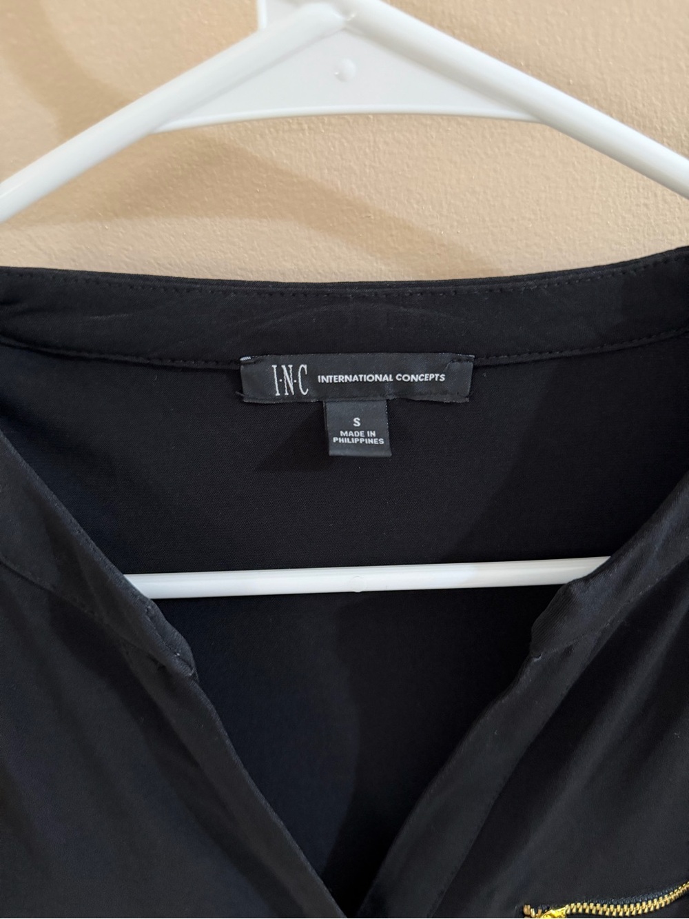 INC International Concepts Black Casual Button-Down Shirt
